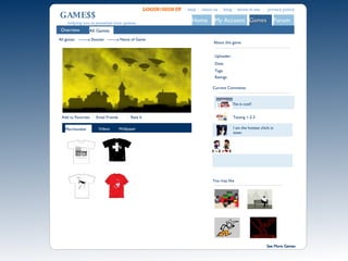 GAME$$ helping you to monetize your games about us blog terms of use privacy policy help LOGIN/SIGN UP About this game Current Comments This is cool! Testing 1-2-3 See More Games I am the hottest chick in town Add to Favorites Email Friends Uploader: Merchandise   Videos  Wallpaper  Date: Tags: Ratings: You may like Rate It Forum Games Home My Account Overview All Games All games Shooter Name of Game 