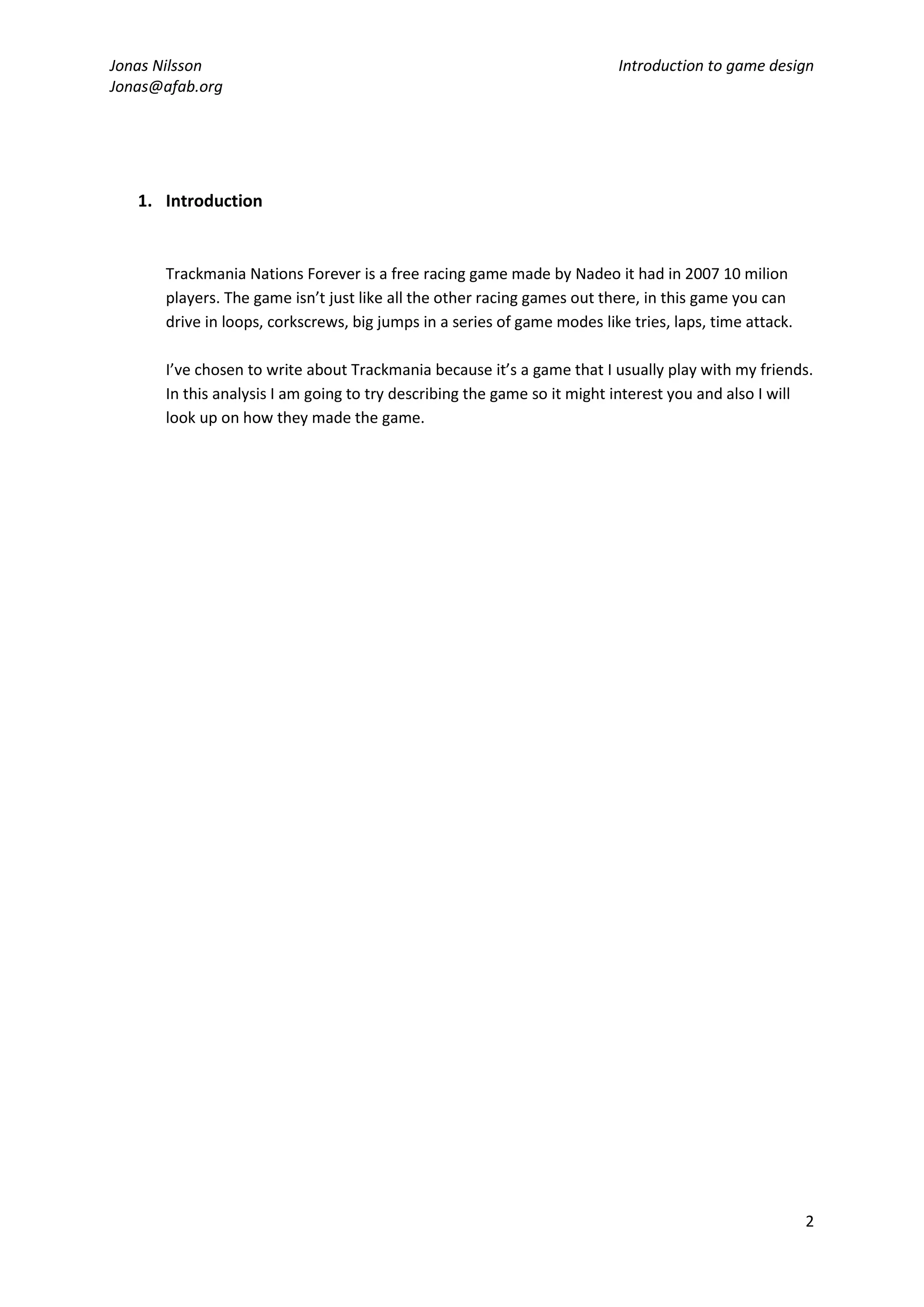 Game Analysis Jonas Nilsson Pdf