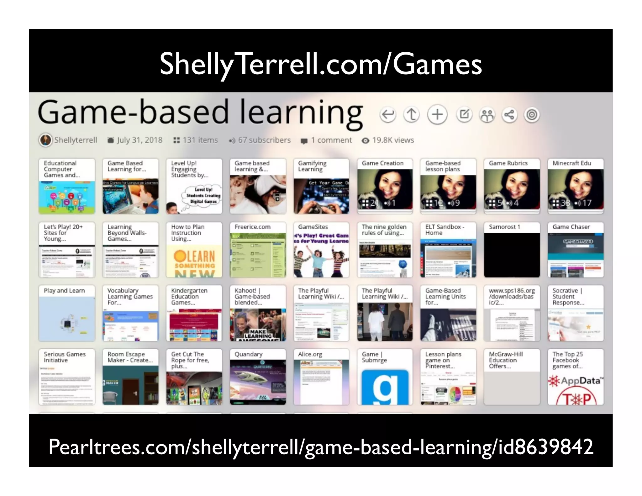 ShellyTerrell.com/Games
6kuLfV
Pearltrees.com/shellyterrell/game-based-learning/id8639842
 