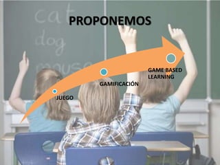 PROPONEMOS
JUEGO
GAMIFICACIÓN
GAME BASED
LEARNING
 