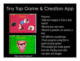 GetKahoot.com
• Create trivia games
• Drag and drop
• Students prompted to
make quiz for their
peers to take
• Timed
• Leader board
 