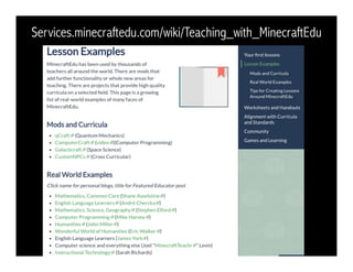 Services.minecraftedu.com/wiki/Teaching_with_MinecraftEdu
 