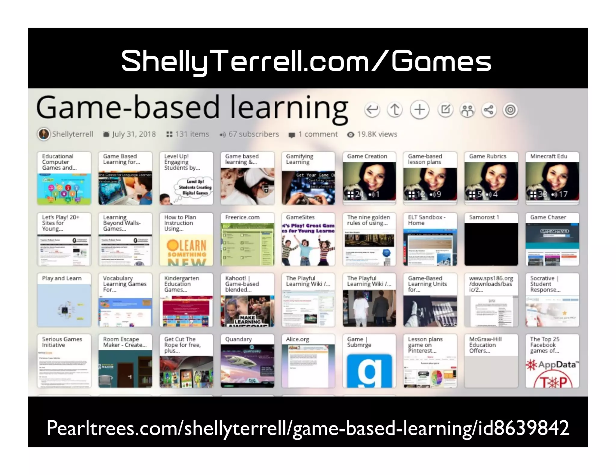ShellyTerrell.com/Games
6kuLfV
Pearltrees.com/shellyterrell/game-based-learning/id8639842
 