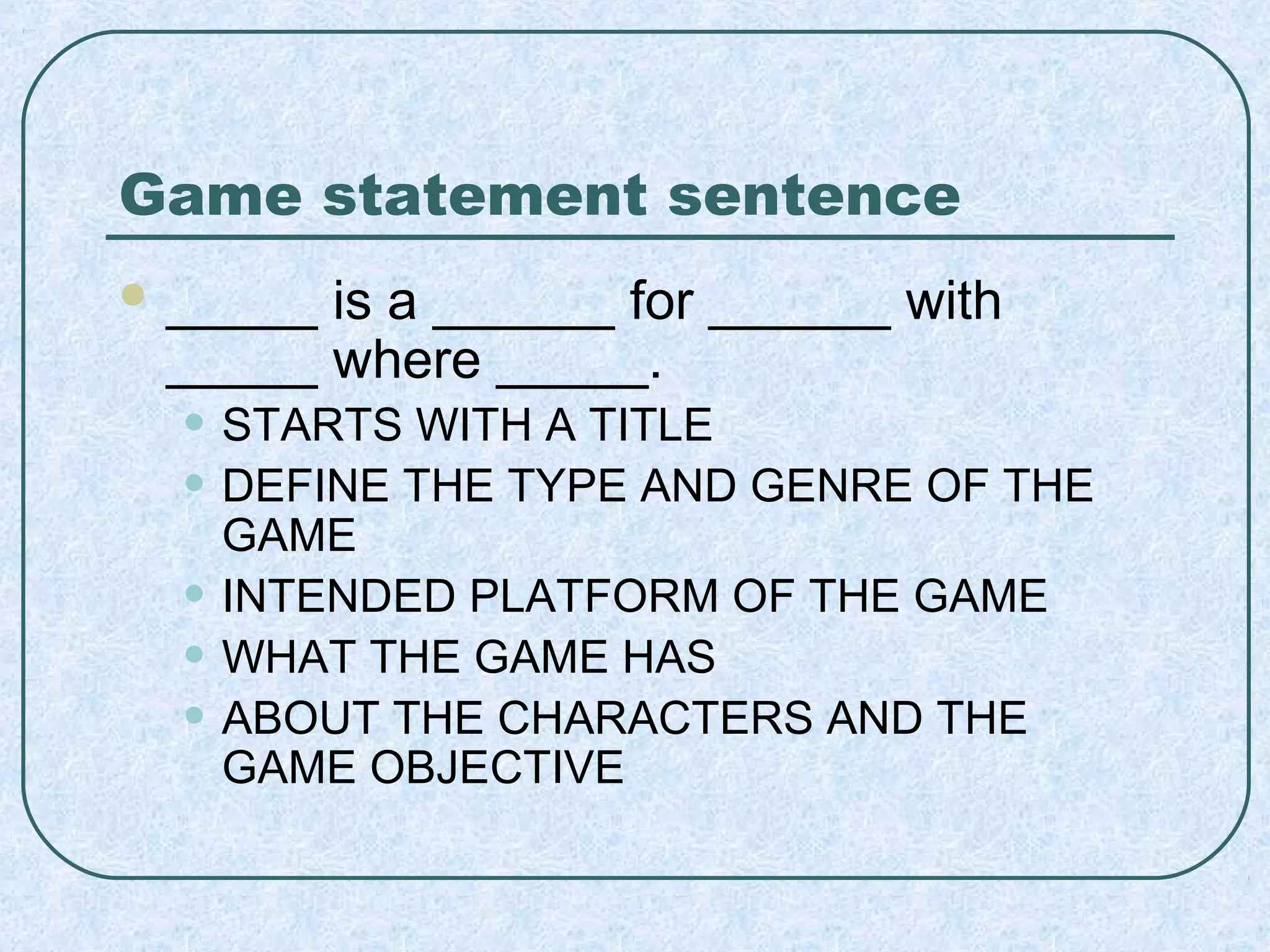 Game design for beginners | PPT