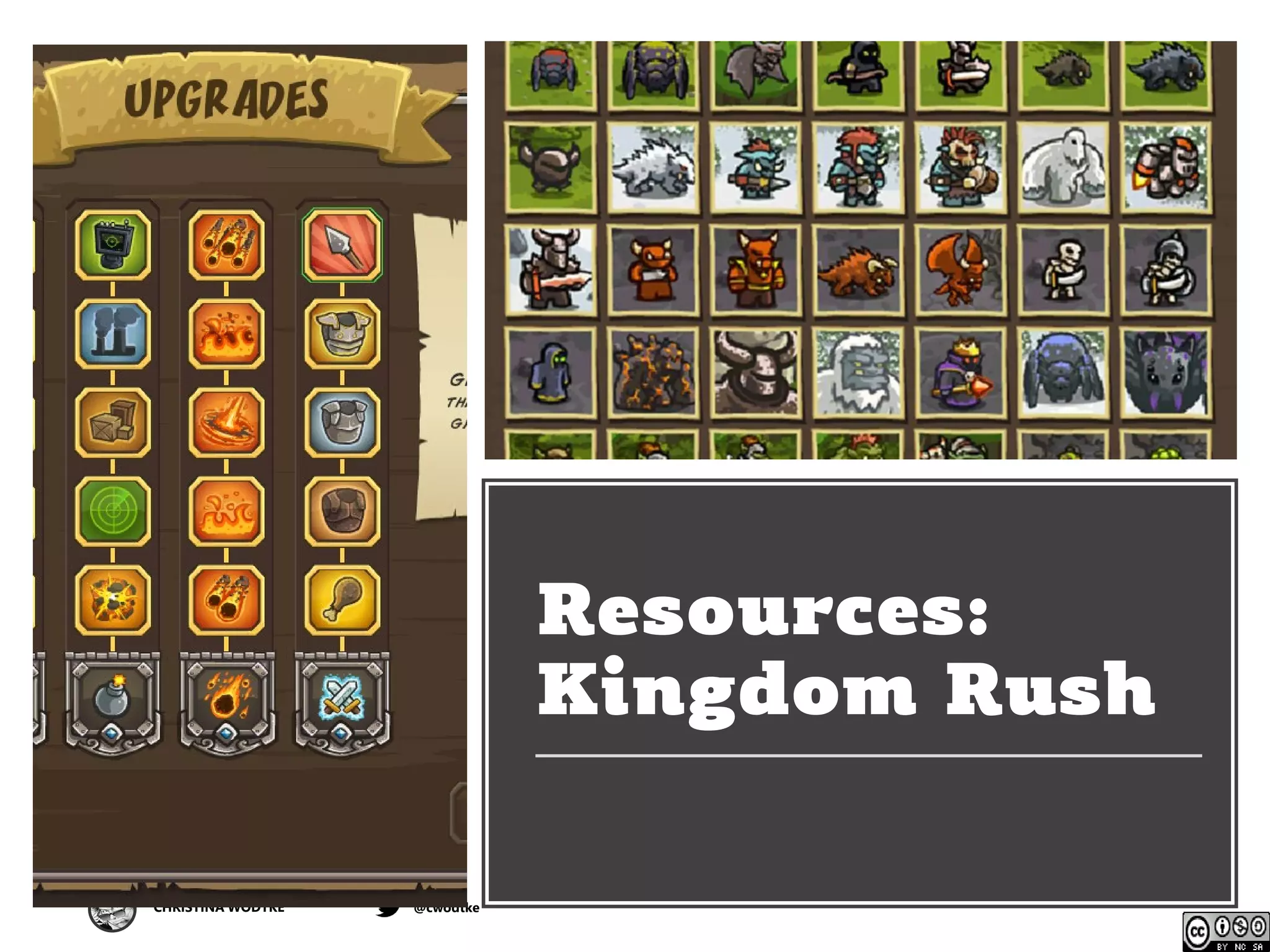 CHRISTINA WODTKE @cwodtke
Resources:
Kingdom Rush
 