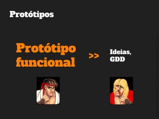 ©2014,AndréKishimoto(www.kishimoto.com.br).Foreducationalpurposesonly.
Protótipos
Ideias,
GDD
Protótipo
funcional
>>
 