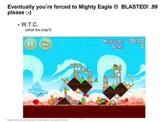 Eventually you’re forced to Mighty Eagle  BLASTED! .99
please ;-)


W.T.C.
(what the crap?)

Copyright 2009 Say Design Incorporated. All rights reserved. Say Design confidential.

66

 