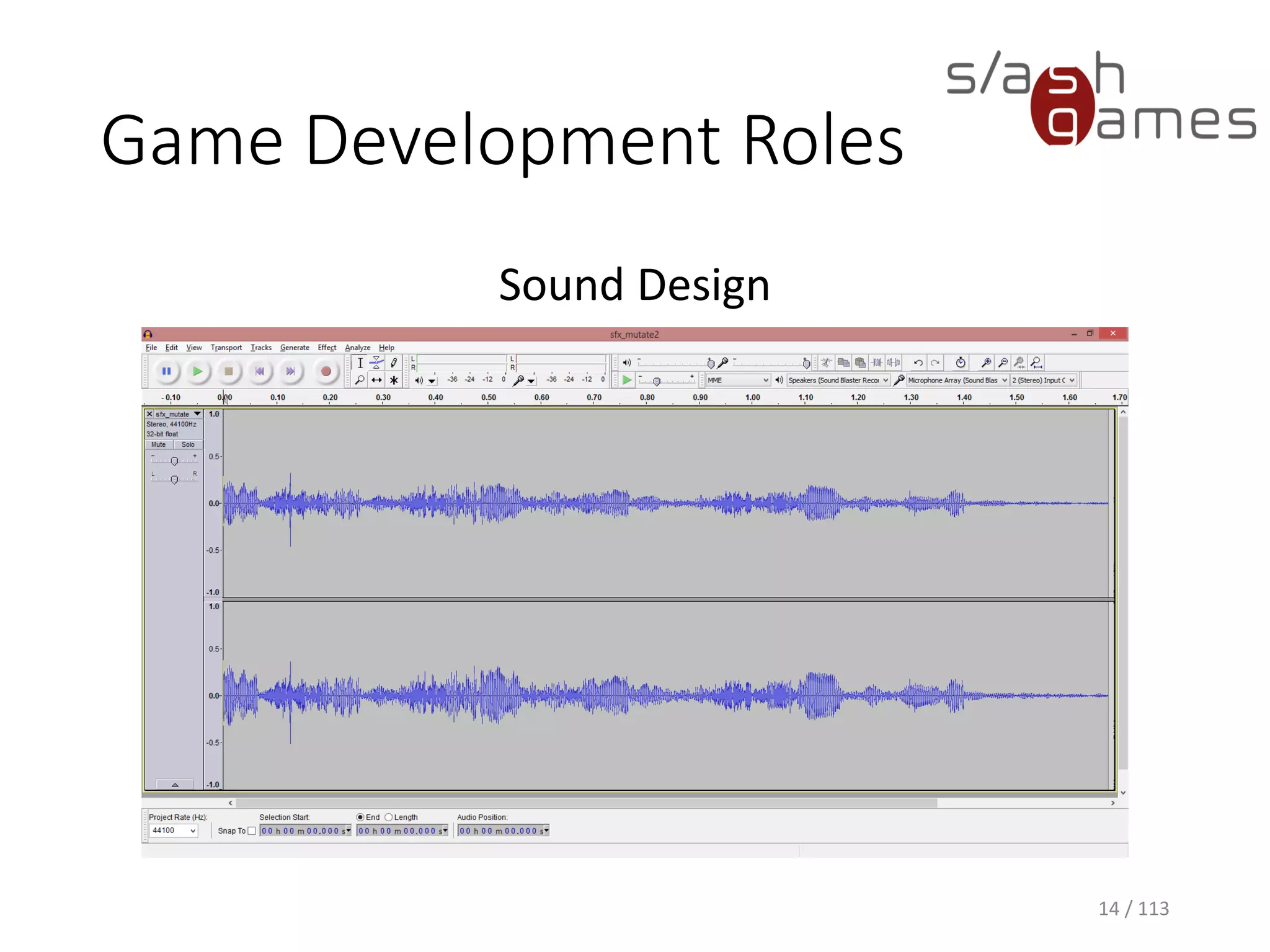 Game Development Roles 
Sound Design 
14 / 113 
 
