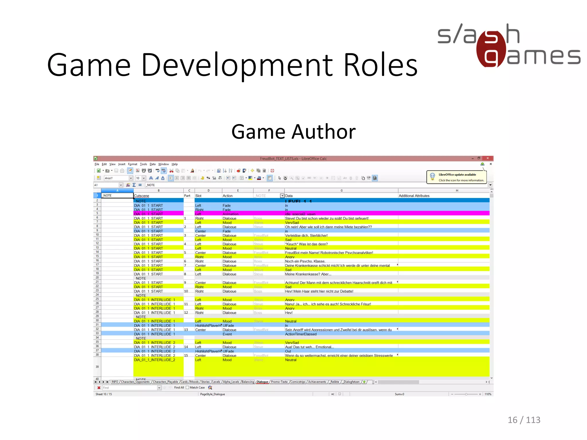 Game Development Roles 
Game Author 
16 / 113 
 