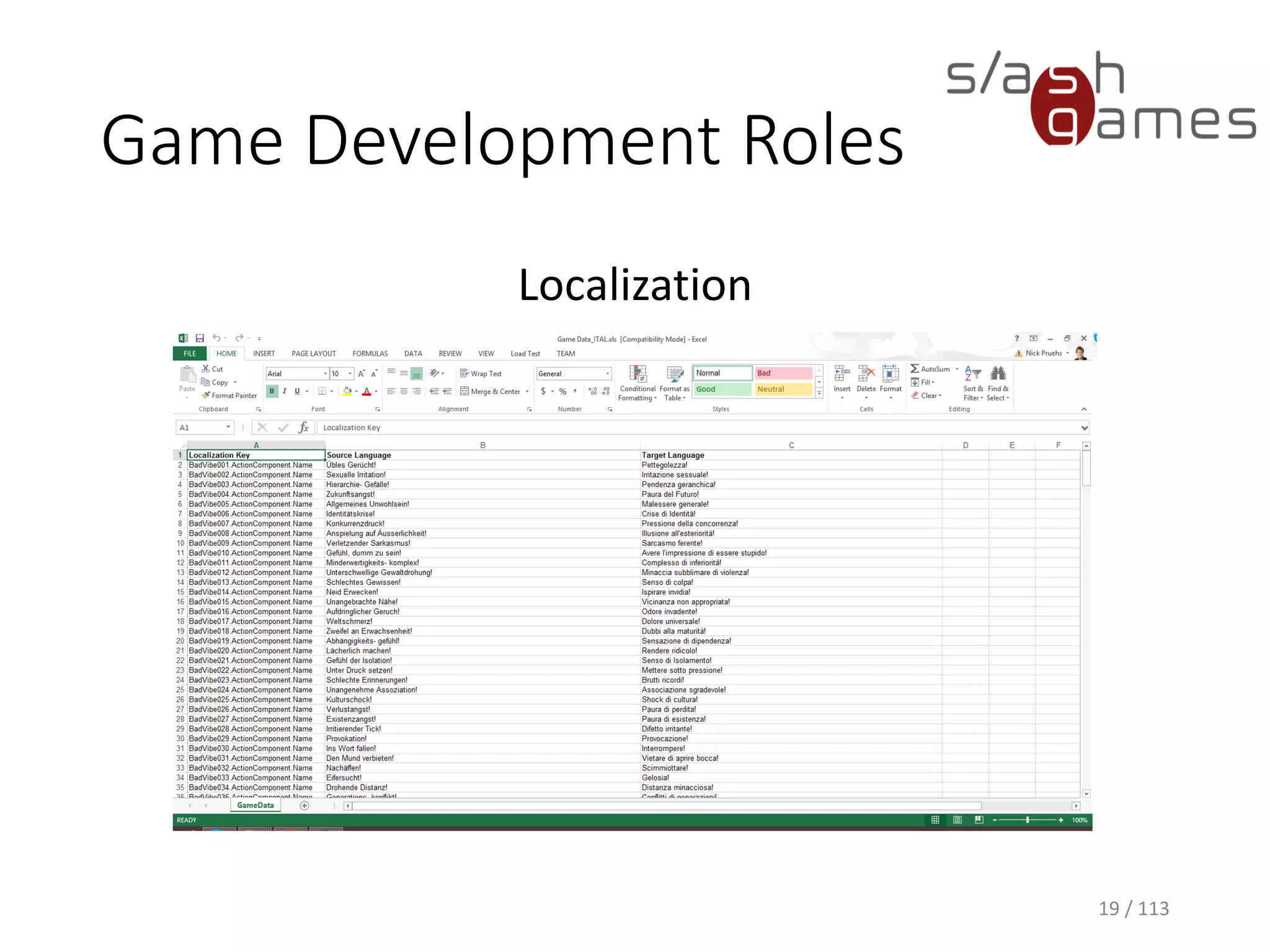 Game Development Roles 
Localization 
19 / 113 
 
