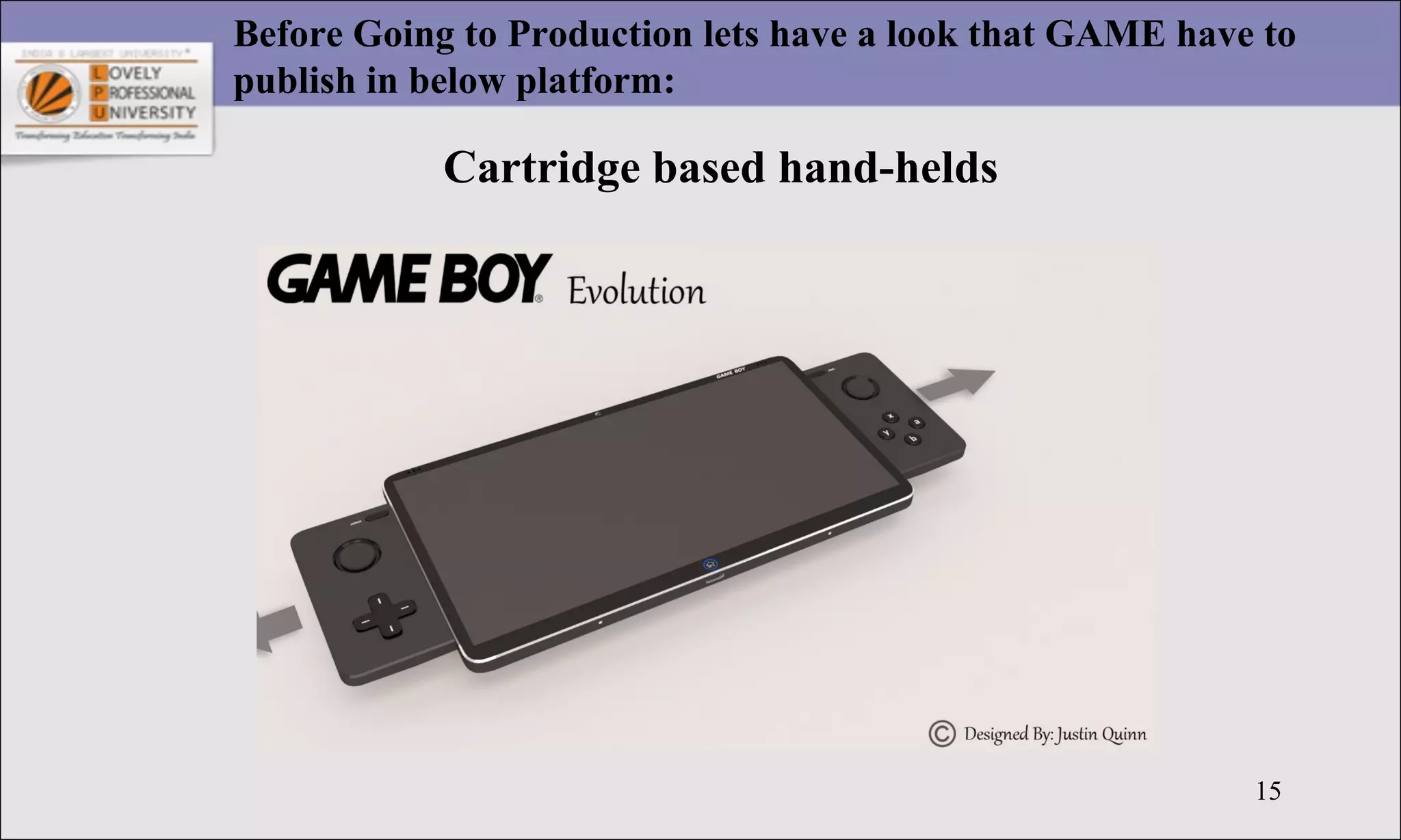 15
Before Going to Production lets have a look that GAME have to
publish in below platform:
Cartridge based hand-helds
 