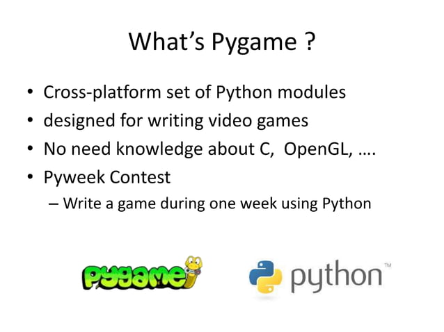 Game Development with Pygame | PPTX