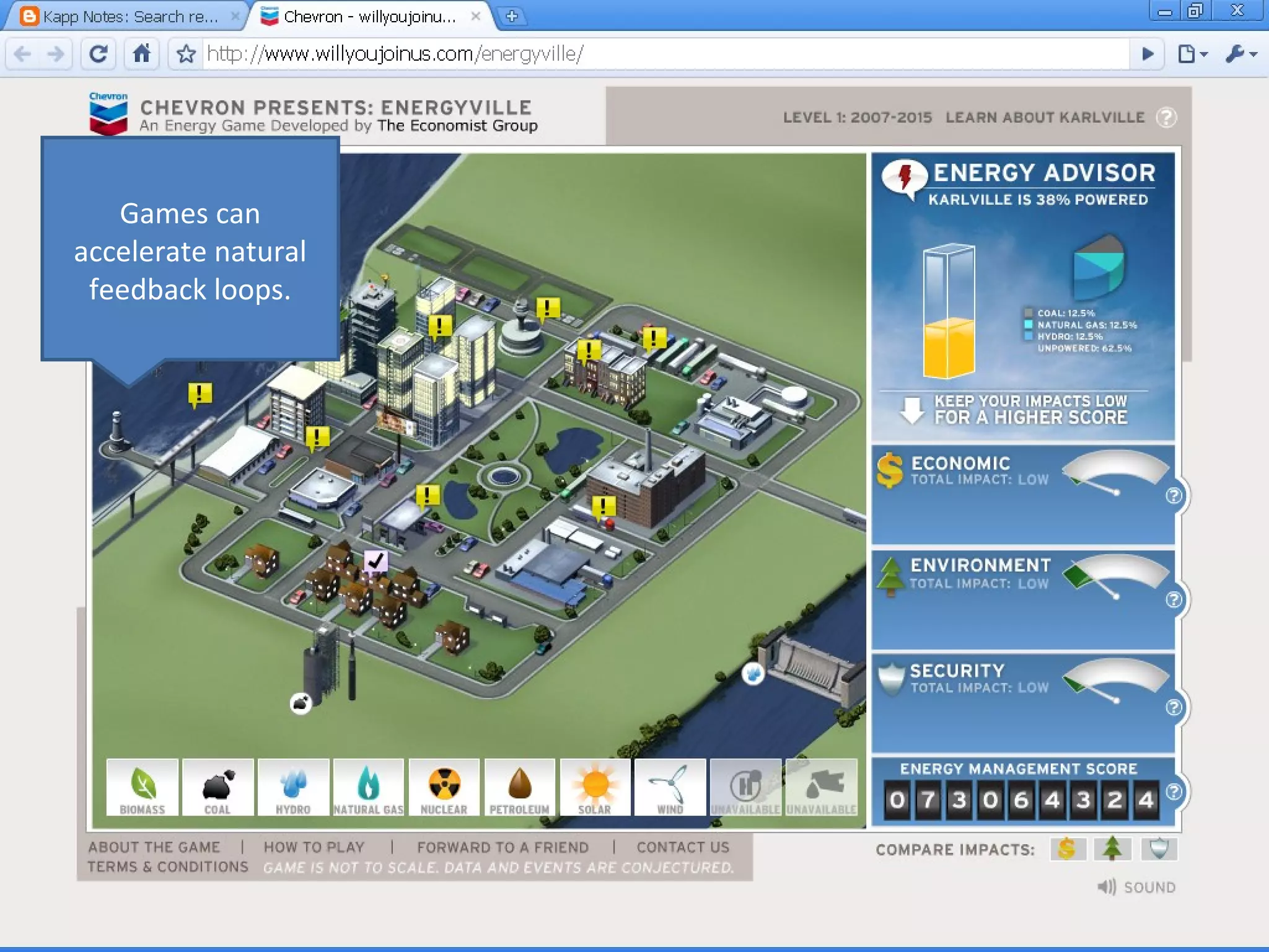 Games can
accelerate natural
 feedback loops.
 