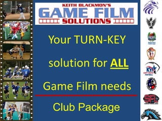 Your TURN-KEY
solution for ALL
Game Film needs
Club Package
 