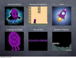 Gameplay/ScreenshotCharacter/Action Iconic
Language-as-Image Title-as-Text Symbolic/Thematic
Wednesday, 25 June 2014
 