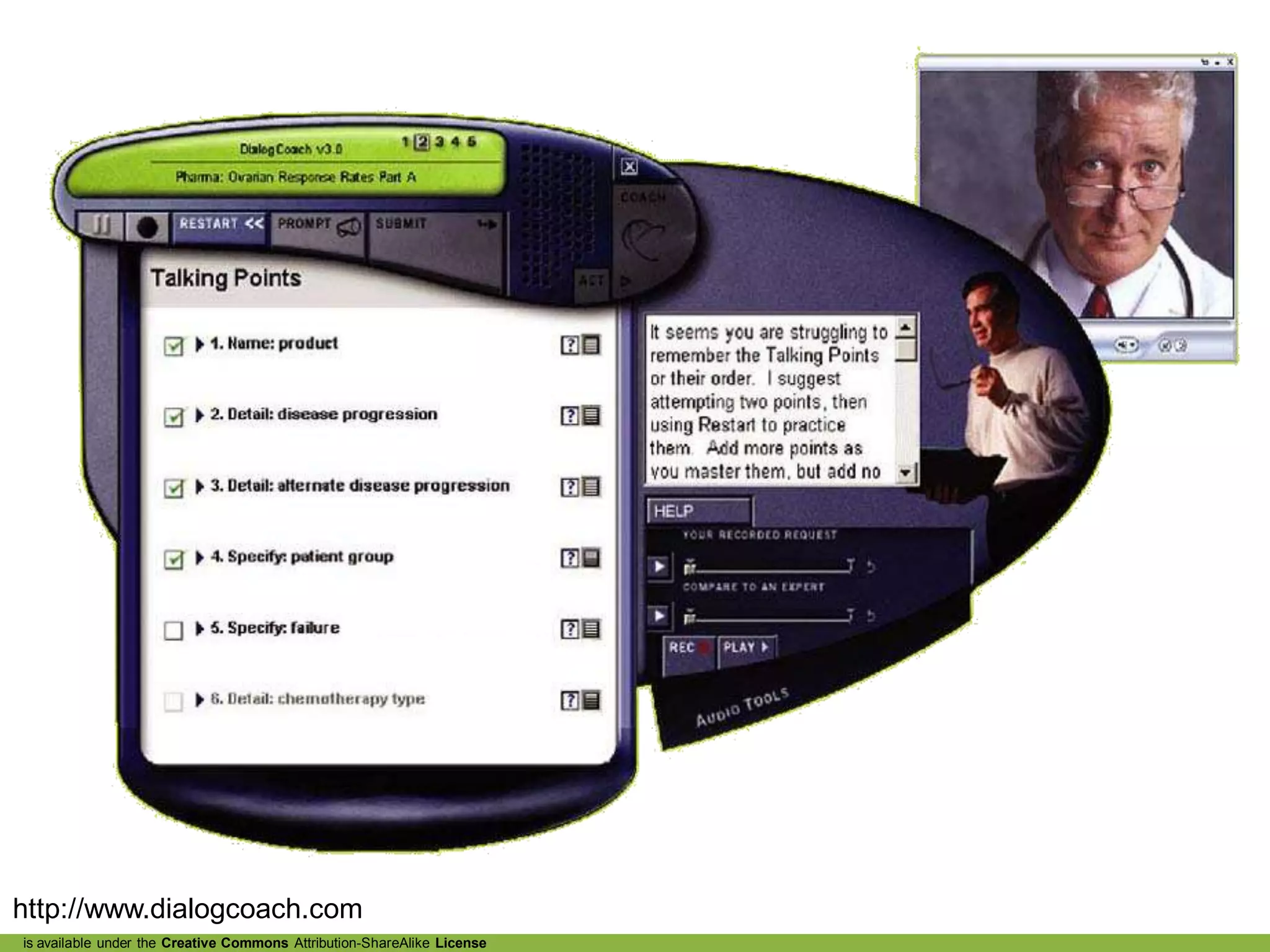 • Examples: Dialog Coach




http://www.dialogcoach.com
is available under the Creative Commons Attribution-ShareAlike License
 