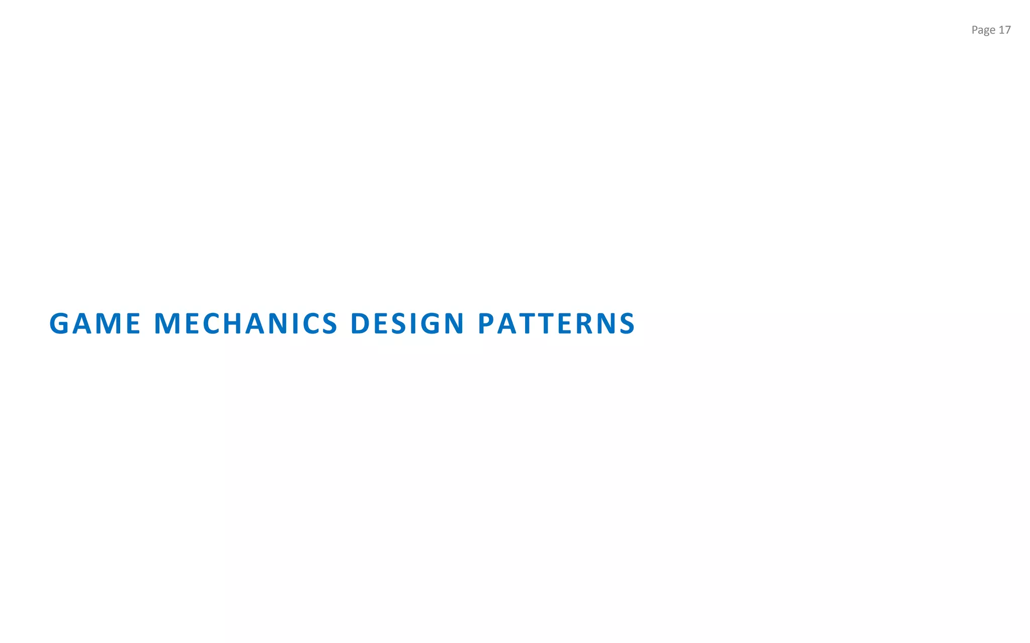 GAME MECHANICS DESIGN PATTERNS
