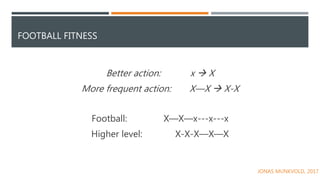 FOOTBALL FITNESS
Better action: x  X
More frequent action: X—X  X-X
Football: X—X—x---x---x
Higher level: X-X-X—X—X
JONA...