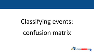 Classifying events:
confusion matrix
 