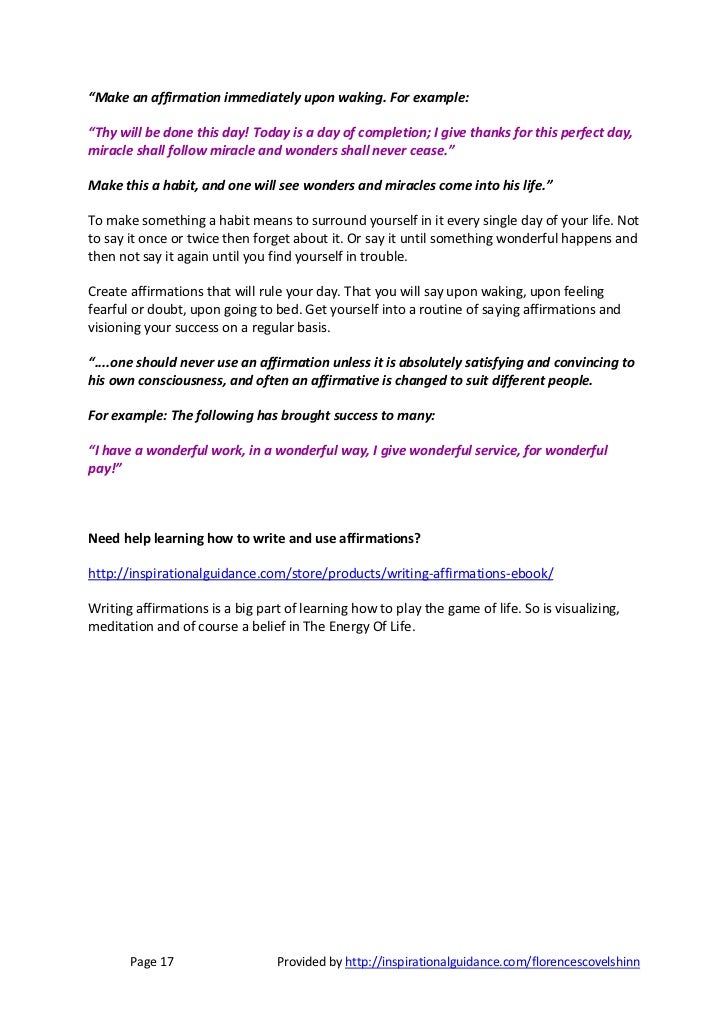 s day summary the of how to play it by florence scovel shinn s day summary the of how to play it by florence scovel shinn