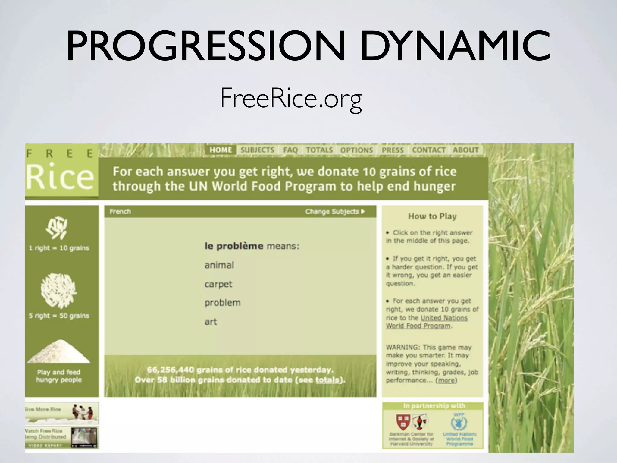 PROGRESSION DYNAMIC
      FreeRice.org
 