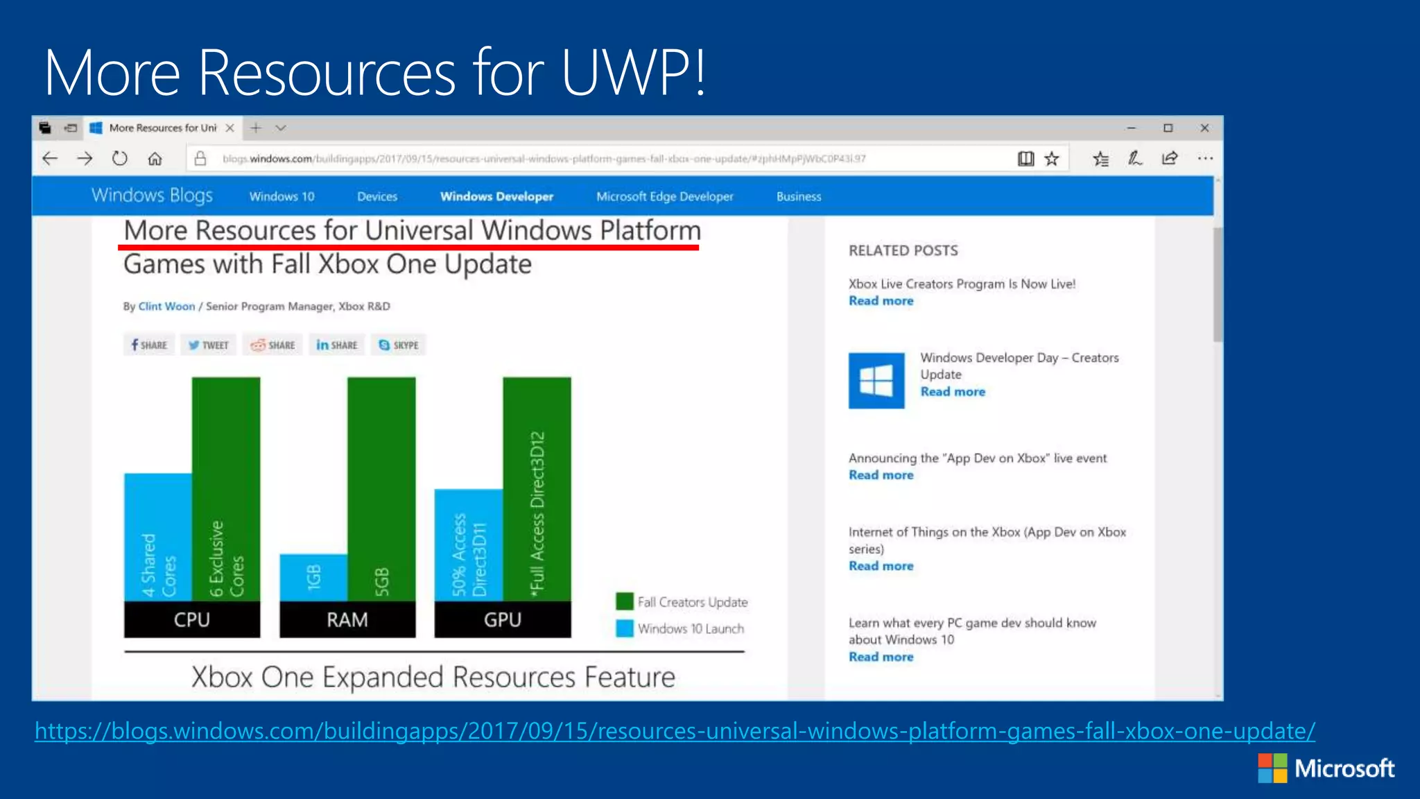 More Resources for UWP!
https://blogs.windows.com/buildingapps/2017/09/15/resources-universal-windows-platform-games-fall-xbox-one-update/
 