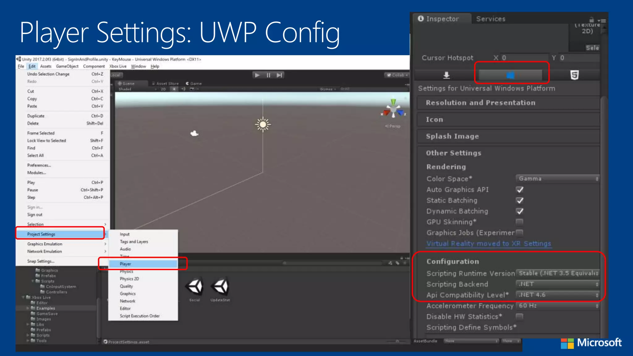 Player Settings: UWP Config
 