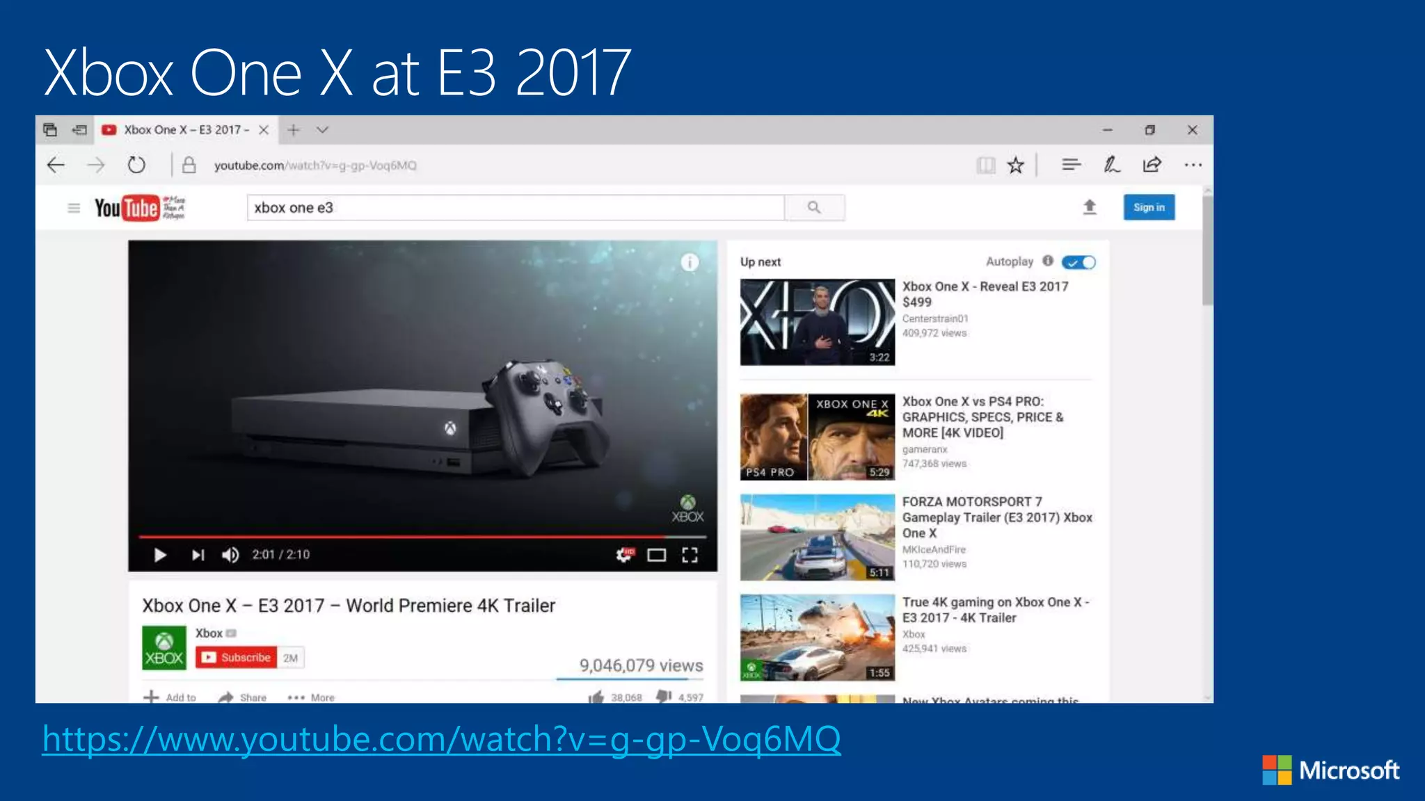Xbox One X at E3 2017
https://www.youtube.com/watch?v=g-gp-Voq6MQ
 