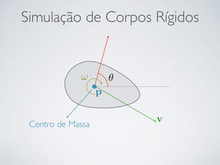 Simulação de Corpos Rígidos 
Centro de Massa 
p 
v 
! 
 