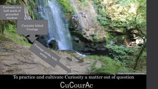 To practice and cultivate Curiosity a matter out of question
CuCourAc
Curiosity is a
hall mark of
grounded
wisdom
Curiosity hilted
Courage
From: A Game for knowledge
 