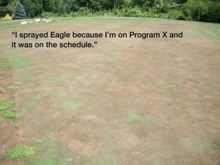 “I sprayed Eagle because I’m on Program X and
it was on the schedule.”
 