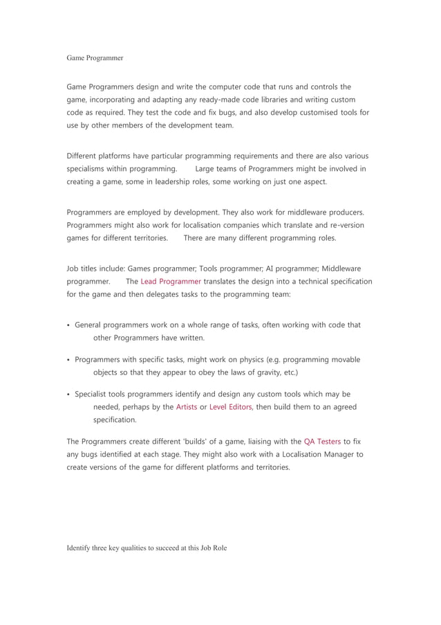 Game Programmer | PDF