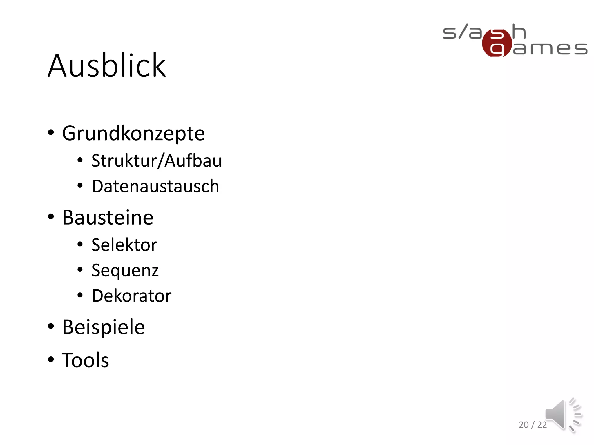 Parametrized Structure
• Node defines parameters and their types
• Parameters definie actual execution
• Increases reusability
• Example: Move to position
20 / 12
 