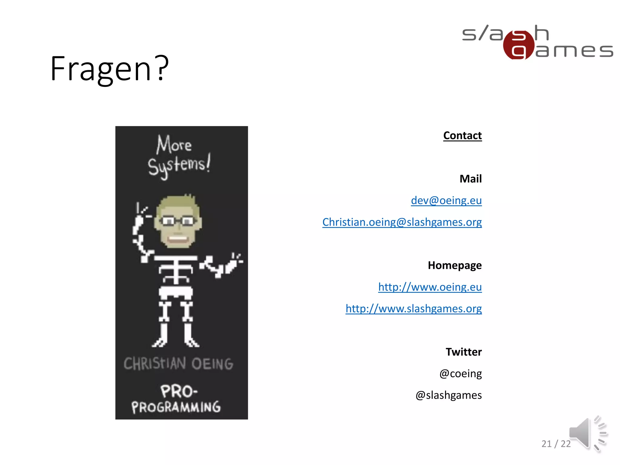 Data Exchange
• Achieved thorugh a blackboard
• Dynamically defines parameters of other nodes
• Nodes remain independent of each other
• Simple implementation, e.g. Dictionary or Hashtable
21 / 12
 