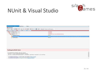 Limits of Unit Testing
• Setting up realistic and useful tests is a challenge
• Test case failures need to be reviewed daily and addressed
immediately
• Embedded system software presents a unique challenge
▪ Software is being developed on a different platform than the one
it will eventually run on
20 / 49
 