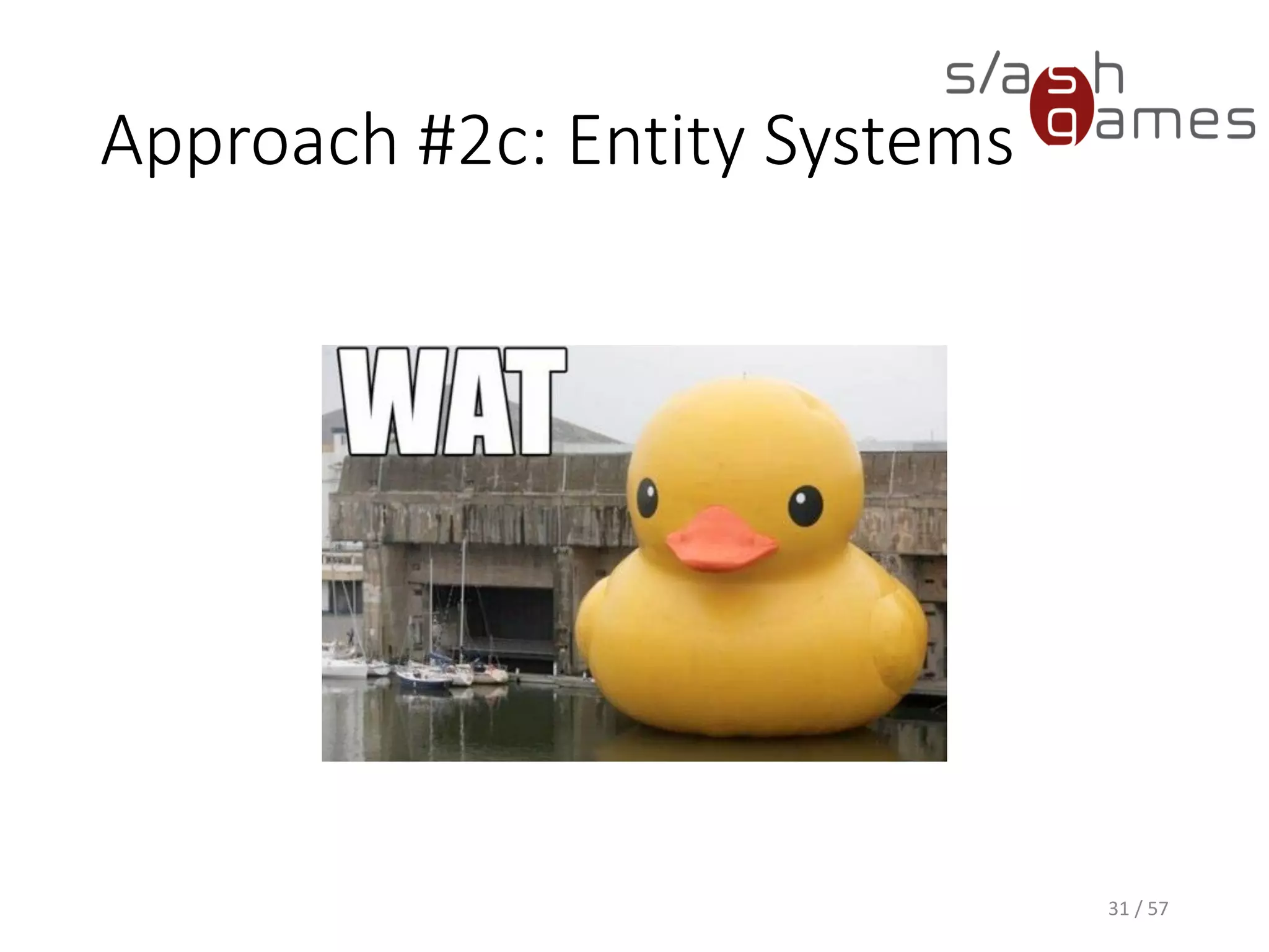 Approach #2c: Entity Systems
31 / 57
 