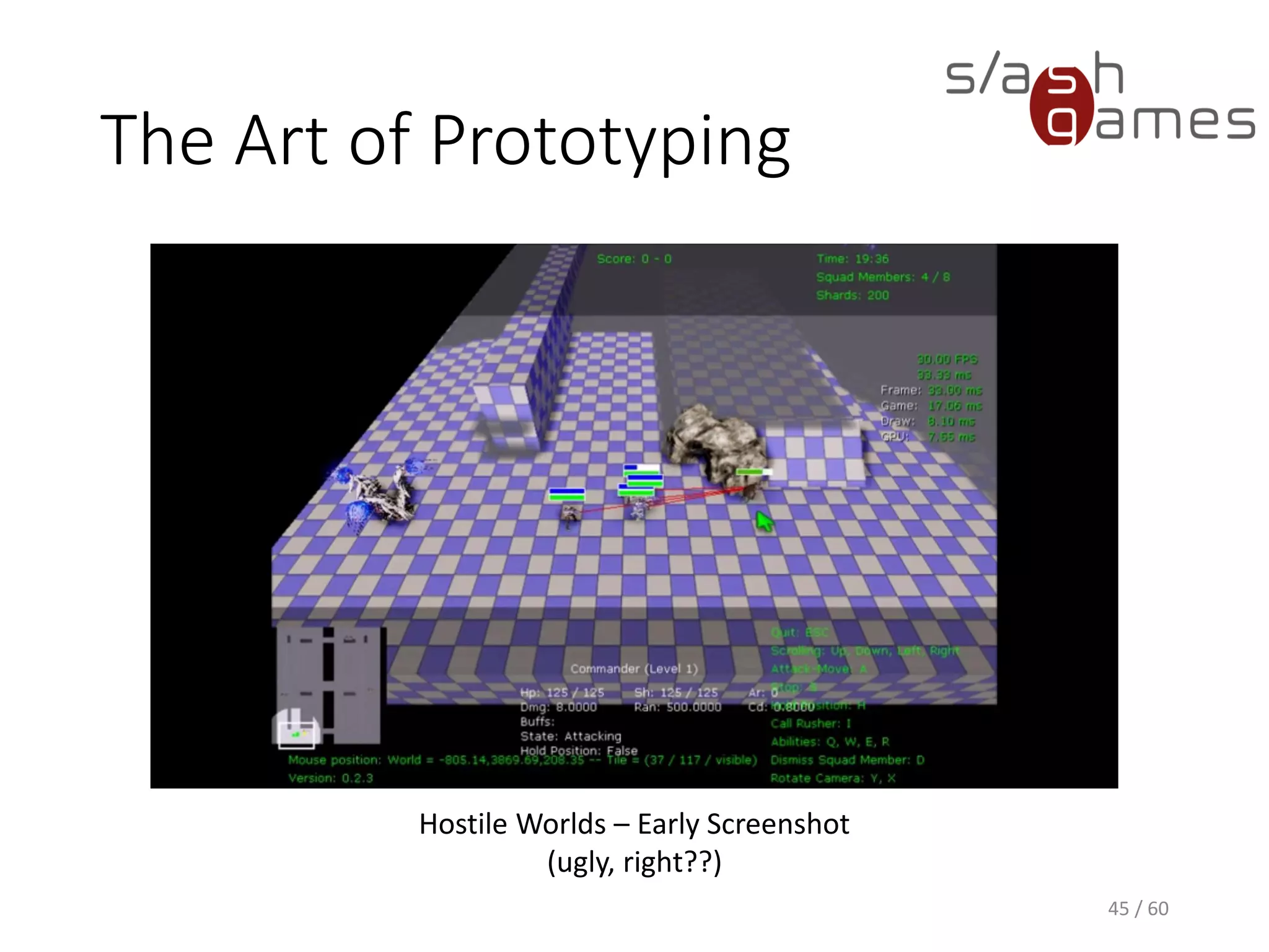The Art of Prototyping
45 / 60
Hostile Worlds – Early Screenshot
(ugly, right??)
 