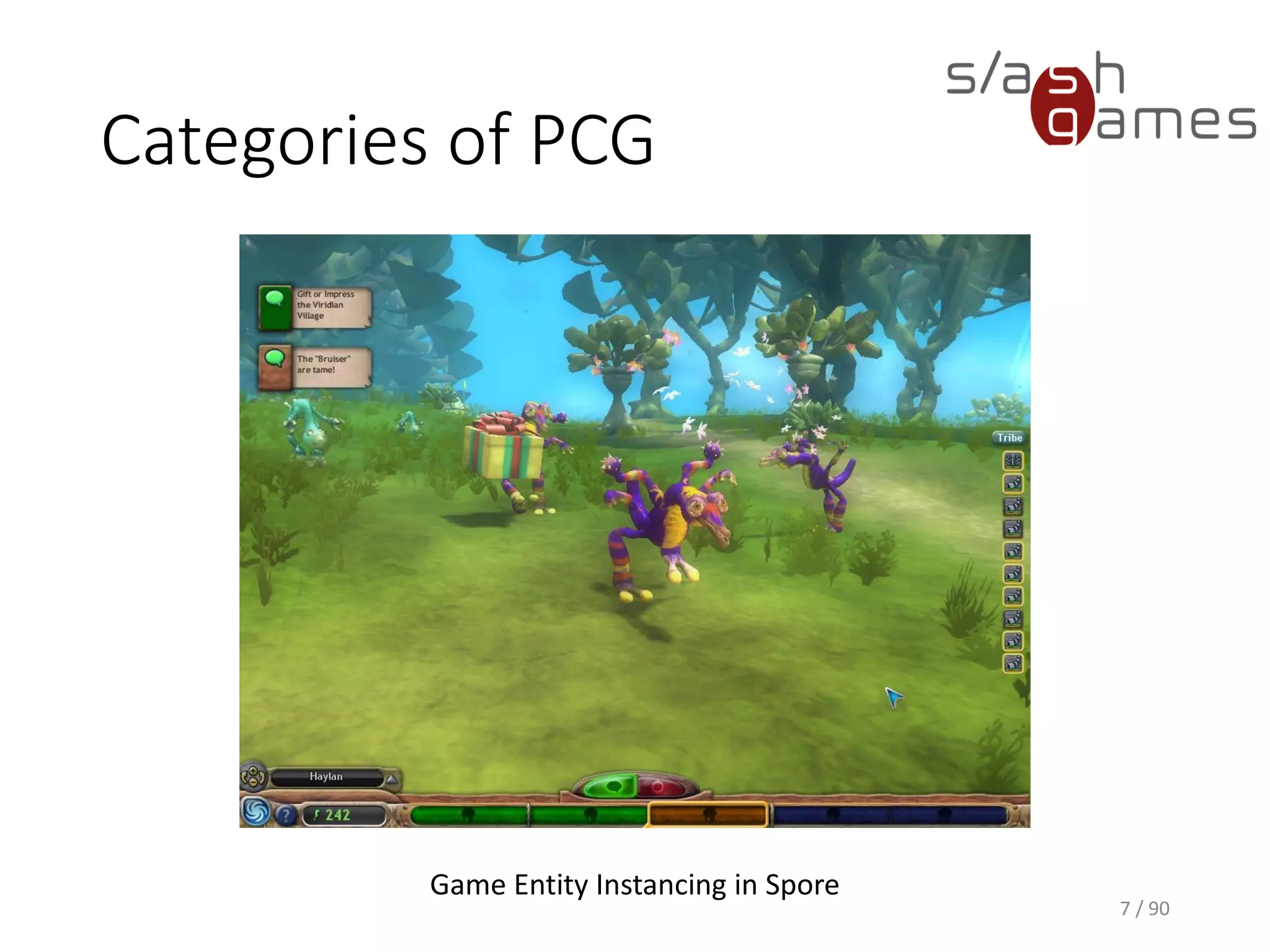 Categories of PCG
7 / 90
Game Entity Instancing in Spore
 