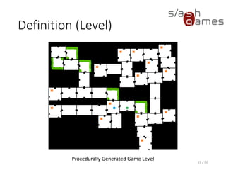 33 / 90
Definition (Level)
Procedurally Generated Game Level
 