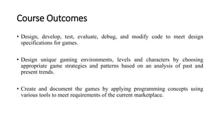 Game Programming Syllabus for B.Tech Final Year | PPTX