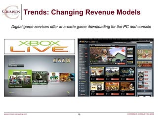 Trends: Changing Revenue Models
        Digital game services offer al-a-carte game downloading for the PC and console



...