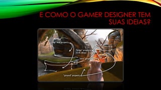 E COMO O GAMER DESIGNER TEM
SUAS IDEIAS?
 