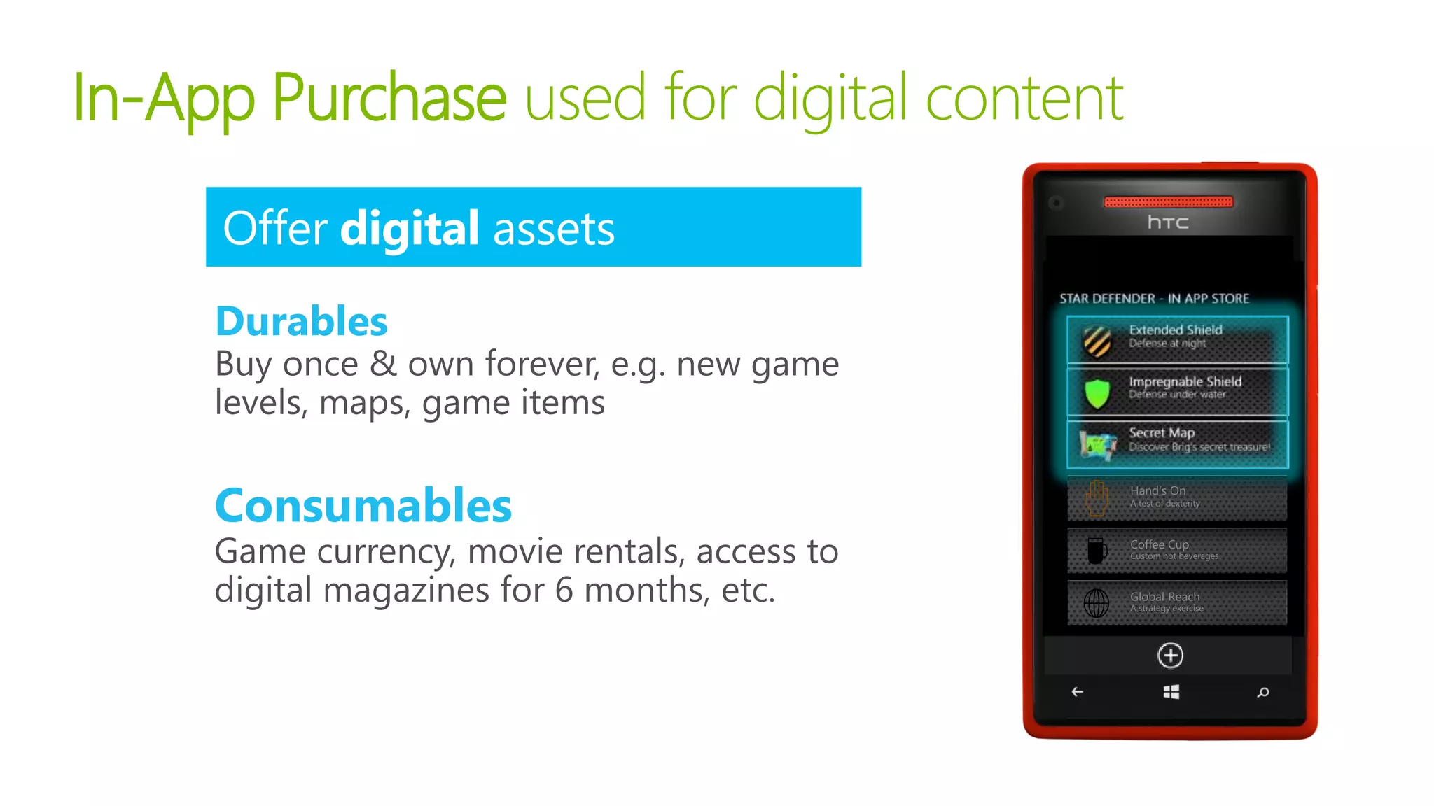 In-App Purchase used for digital content
 