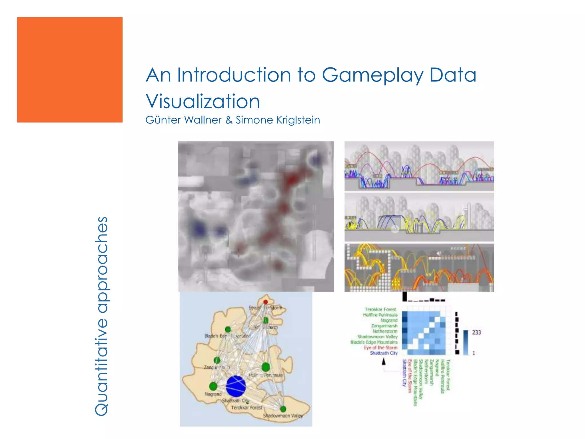 An Introduction to Gameplay Data
Visualization
Günter Wallner & Simone Kriglstein
Quantitativeapproaches
 