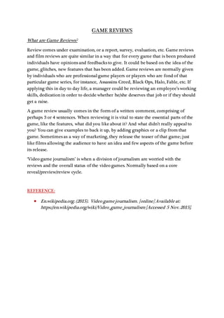 Game reviews | DOCX