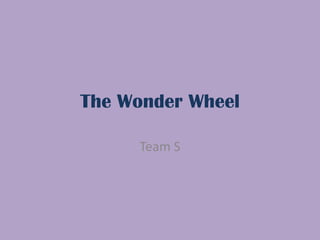 The Wonder Wheel
Team S

 