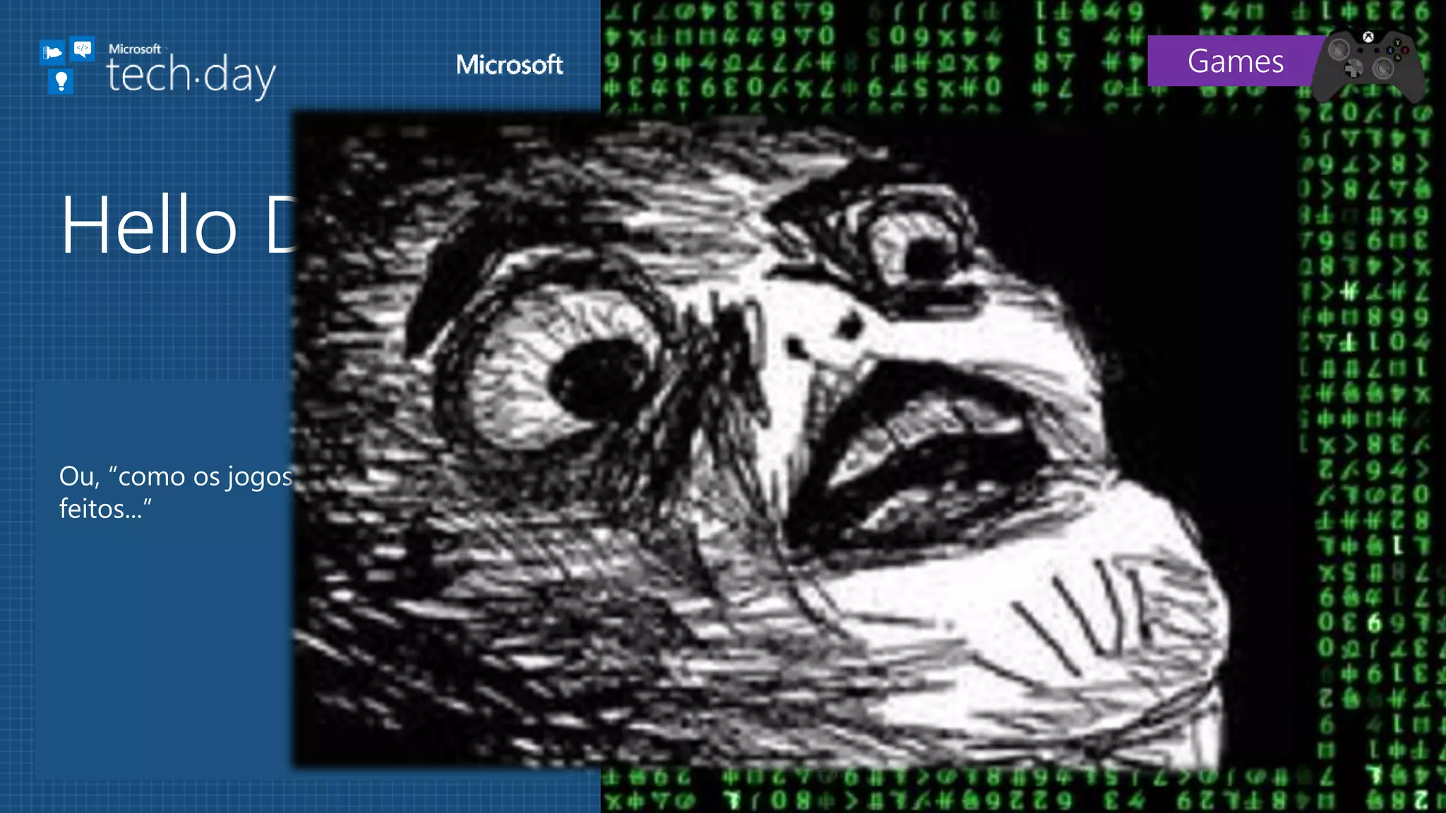 Ou, “como os jogos de verdade são
feitos...”
Hello DirectX!
Games
 