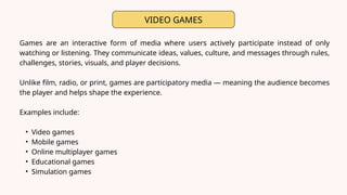 Exploring Video Games and Media Convergence in Digital Age | PPTX