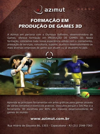 Formação em  produção de  games 3D no Rio de Janeiro