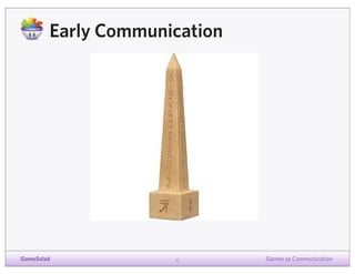 Early Communication

GameSalad

4

Games as Communication

 